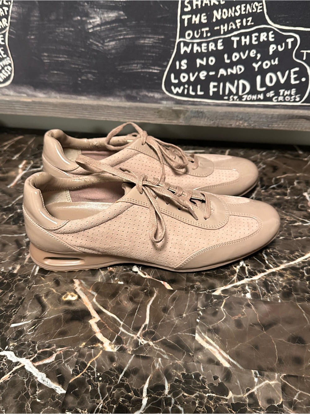 Cole Haan Beige Taupe Lace-Up Athletic Sneakers